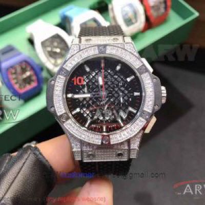 Perfect Replica ZY Factory Hublot Big Bang Stainless Steel Diamond Case 42mm Men's Watch